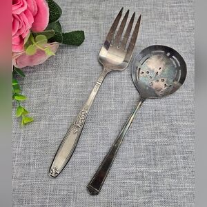 Vintage Early 1900s Rogers Silverplate set of Tomato Server Spoon & Serving Fork